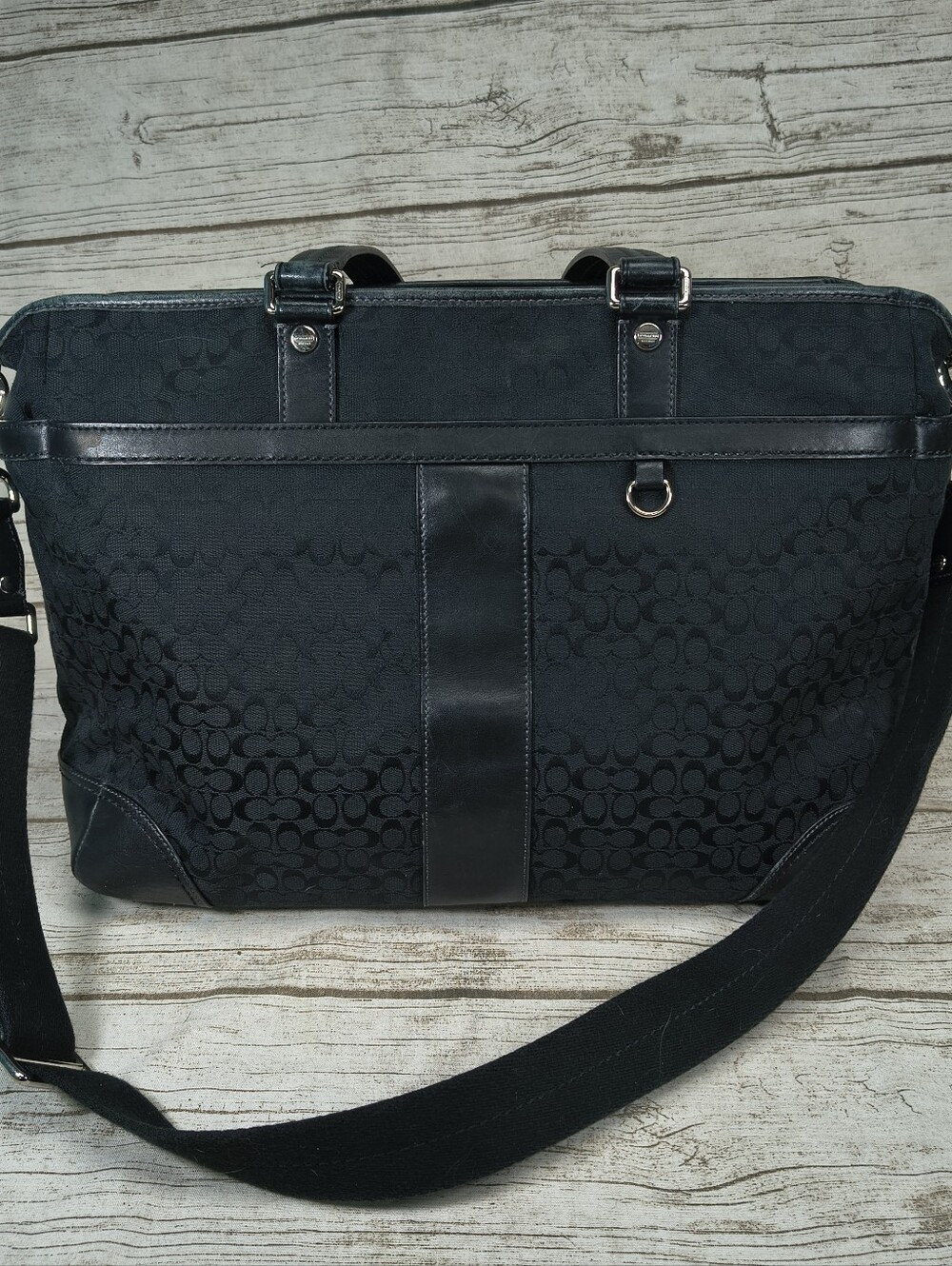 Coach Signature Tote Large Travel Diaper Bag Leather And Canvas